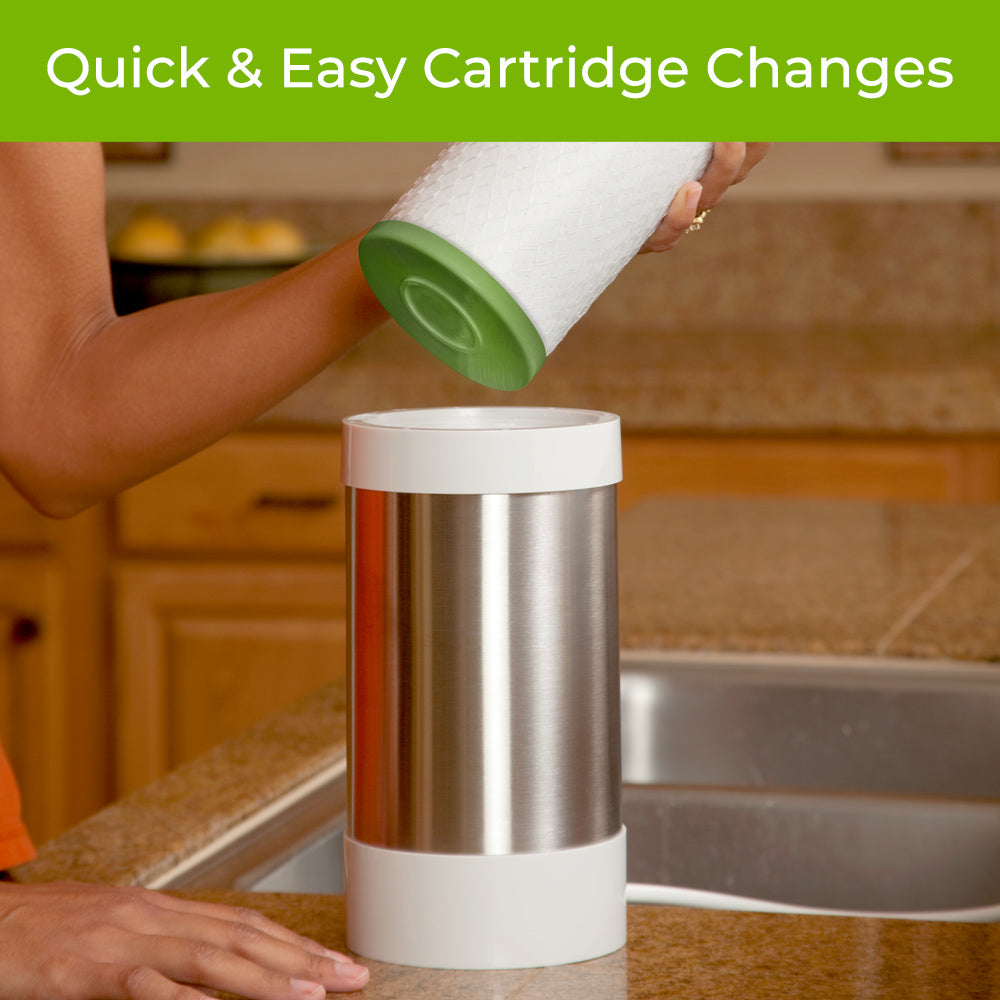 Quick and easy countertop filter cartridge replacements