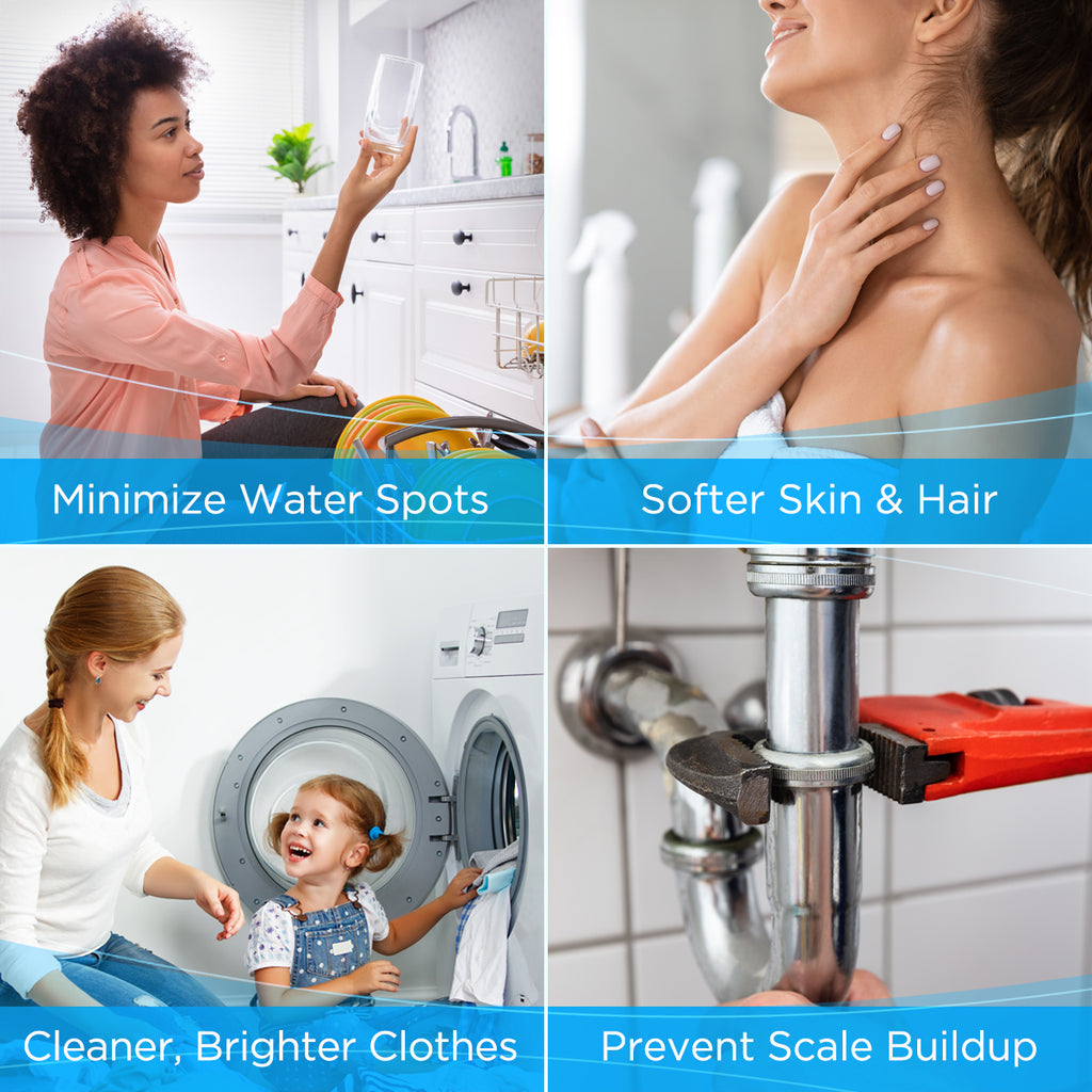water softener benefits - scale, spots, softer hair and skin, brighter clothes