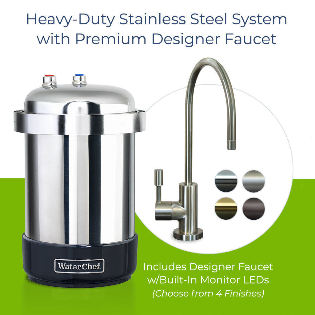 Premium Designer Faucet included with filtration system - available in 4 finishes
