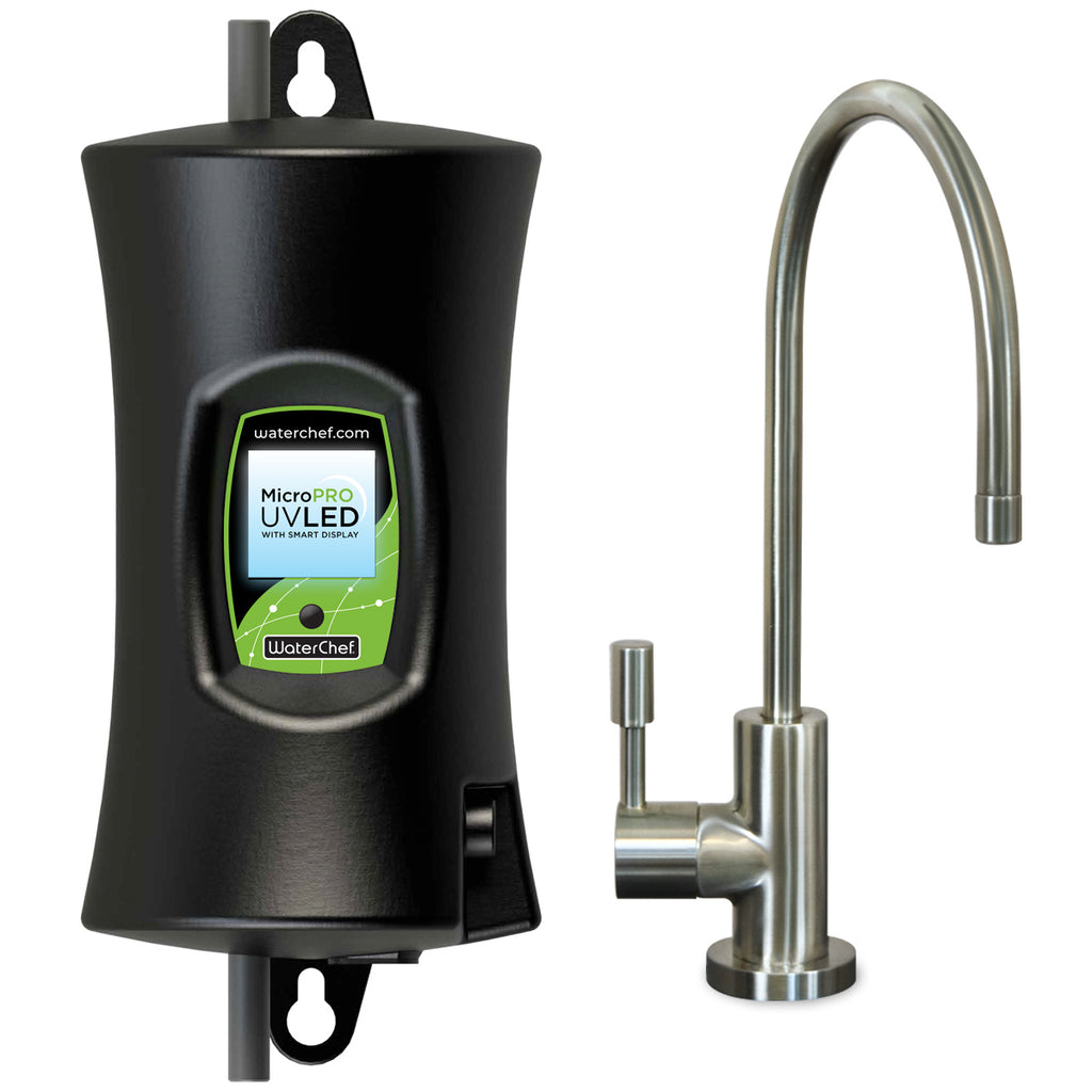 MicroPRO UV LED System with brushed nickel faucet